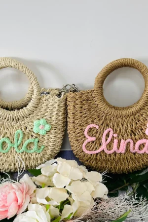 Personalized Summer Round Straw Bag