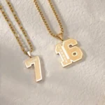 Custom Frosted Sport Number Necklace with Name - Image 2