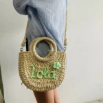 Personalized Summer Round Straw Bag - Image 3