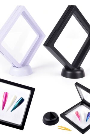 Black and white square nail art work display stand