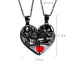 Punk Retro Skull Pendant Halloween Necklace Heart-shaped Magnetic Stitching Love Skull Couple Necklace - Image 6