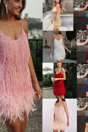 Tassel Sequins Feather Summer Mini Dress