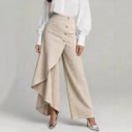 Unique Straight-leg Pants Fashion Large Ruffled Buttons Trousers Women's Faux Jeans Clothing - Image 7