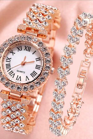 Fashionable Roman-Style Diamond-Encrusted Womens Watch