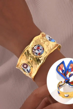Silk Scarves Hollow Open Bangle Bracelet