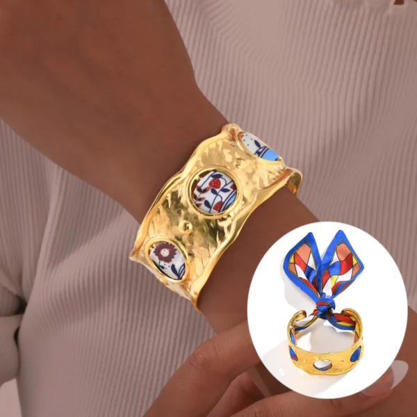 Silk Scarves Hollow Open Bangle Bracelet