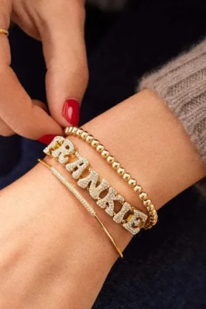Fat Bubble Slide Initial Letters Bracelet