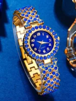 6pcs/Set Fashionable Luxury Blue Rhinestone