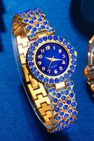 6pcs/Set Fashionable Luxury Blue Rhinestone
