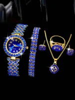 6pcs/Set Fashionable Luxury Blue Rhinestone - Image 2