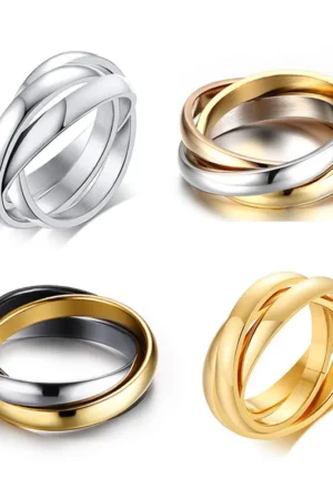 Stainless Steel Interlocked Triple Ring