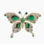Elegant Emerald Crystal Butterfly Brooches - Image 6