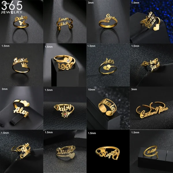 36 Styles Custom Name Ring For Men Women