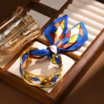 Silk Scarves Hollow Open Bangle Bracelet - Image 4