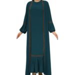 Solid Color Sequin Outer Wear Suit Fashion Elegant Middle East Dress - Image 9