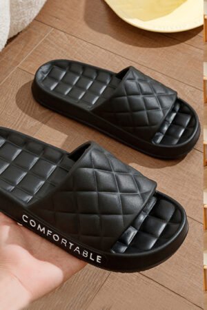 Men's Home Slippers With Plaid Design Women House Shoes Summer