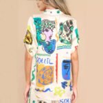 Graffiti Printing Satin Short Sleeve Lapel Shirt Trousers Casual Two-piece Suit - Image 8
