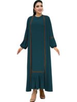 Solid Color Sequin Outer Wear Suit Fashion Elegant Middle East Dress - Image 3