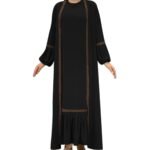 Solid Color Sequin Outer Wear Suit Fashion Elegant Middle East Dress - Image 7