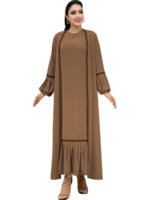 Solid Color Sequin Outer Wear Suit Fashion Elegant Middle East Dress - Image 6
