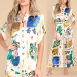 Graffiti Printing Satin Short Sleeve Lapel Shirt Trousers Casual Two-piece Suit - Image 7