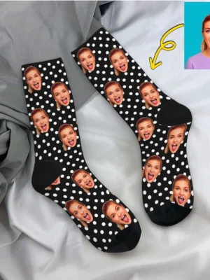Funny Printing Polka Personalized Face Custom Socks