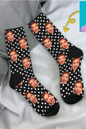 Funny Printing Polka Personalized Face Custom Socks
