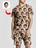 Men's Women's Facial Printed T-Shirt Shorts Set