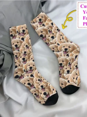 Funny Dog Pet Face Personalized Custom Men's Crew Socks