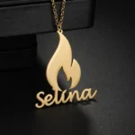 New Fashion Custom Name Flame Design Necklace