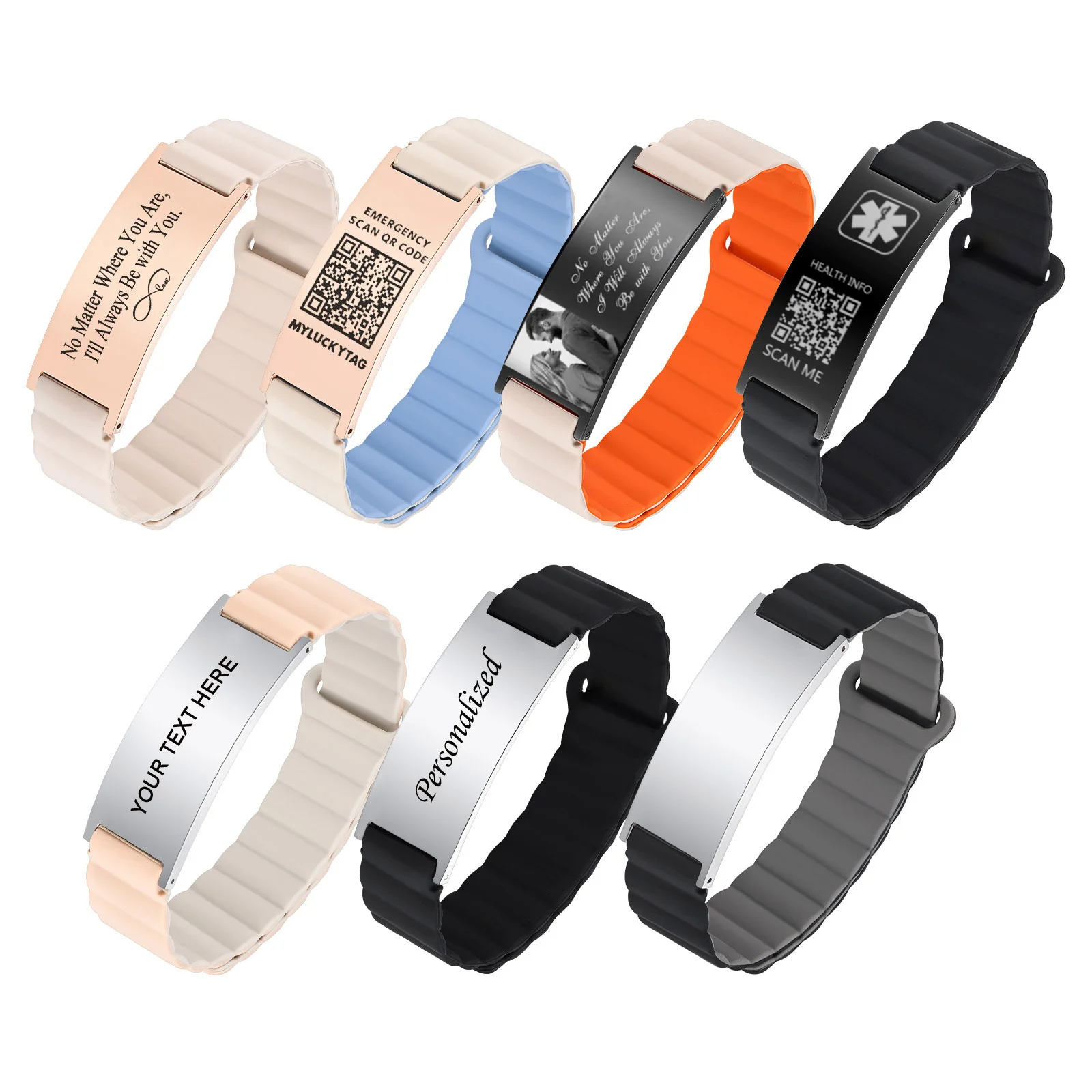 S0a6cc4c1d28d4d559bd909ec680cdef3K.webp Personalized Medical Alert ID Bracelets for Men Women With QR Code - Image 1