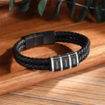 Personalized Leather Bracelet with 1-5 Family Names - Image 2