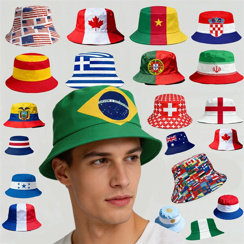 Sbecf6c8ffe3b4a32a7b2ed0933ff44e1h.webp National Flag Bucket Hat Men Women Football Fan Party - Image 1