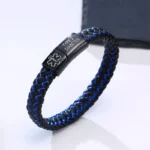 Personalized Leather Medical Alert ID Bracelet - Image 5