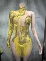 Dance Costume Fringes One Shoulder Bodysuit - Image 4