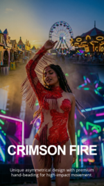 Dance Costume Fringes One Shoulder Bodysuit - Image 2