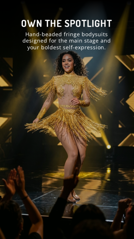 Dance Costume Fringes One Shoulder Bodysuit