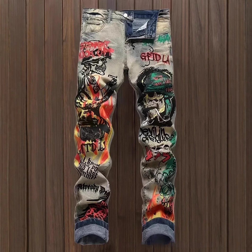 06df9373-d2c7-479f-a596-7ecb32bd93e8_fine.jpeg Slim-fit Stretch Ripped Embroidered Vintage Patch Jeans - Image 1