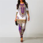 Printed Round Neck Three-Quarter Sleeve Casual Suit