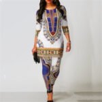 Printed Round Neck Three-Quarter Sleeve Casual Suit - Image 2