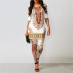 Printed Round Neck Three-Quarter Sleeve Casual Suit - Image 3