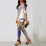Printed Round Neck Three-Quarter Sleeve Casual Suit - Image 5