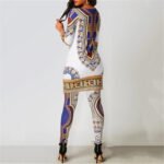 Printed Round Neck Three-Quarter Sleeve Casual Suit - Image 4