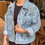 Stylish Casual Lace-panel Denim Jacket Comfortable And Short-length