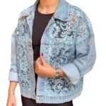 Stylish Casual Lace-panel Denim Jacket Comfortable And Short-length - Image 3
