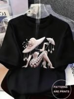 Printed T-Shirt Elegant And Understated Luxury-style - Image 3