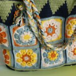 Large Wool Crocheted Grandma Square Grid Bag Retro Style Women's Bag - Image 8