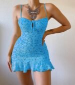Floral Strap Chest Hollow Dress - Image 7