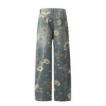 Printed Niche Loose Wide Leg Denim Trousers - Image 10