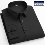 Seamless Elastic Vertical Men's Shirt Long Sleeve Solid Color Men's Shirt - Image 10